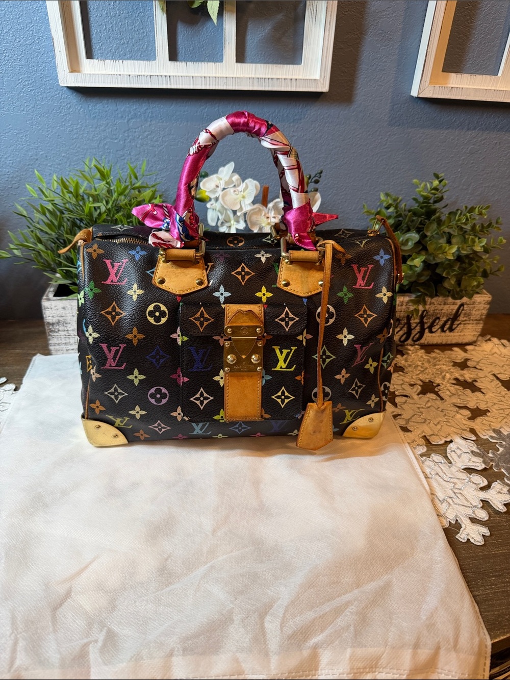 🔥Authentic Louis Vuitton speedy Takashi Murakami multi color Bag size 30